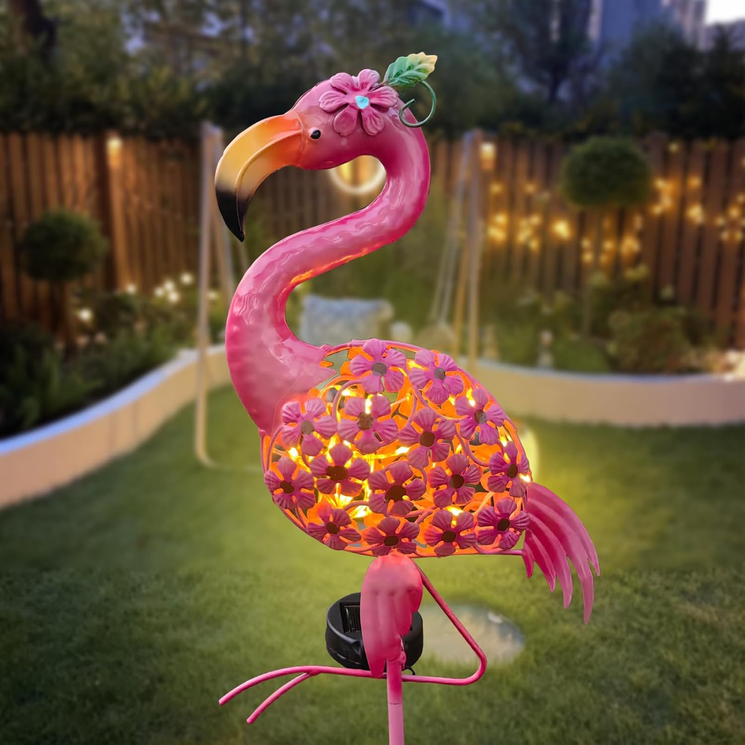 Pink Solar Flamingo Garden Ground Plug Decoration