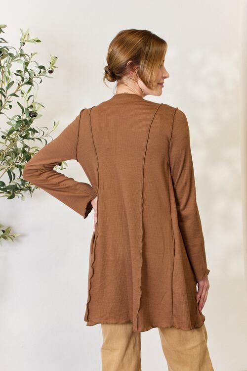 Full Size Open Front Long Sleeve Cardigan