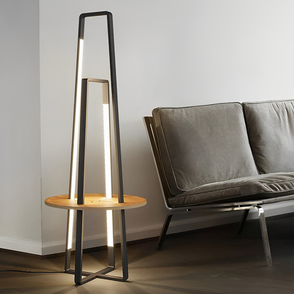 Creative Lines Frame Stepless Dimming LED Modern Floor Lamp with Table