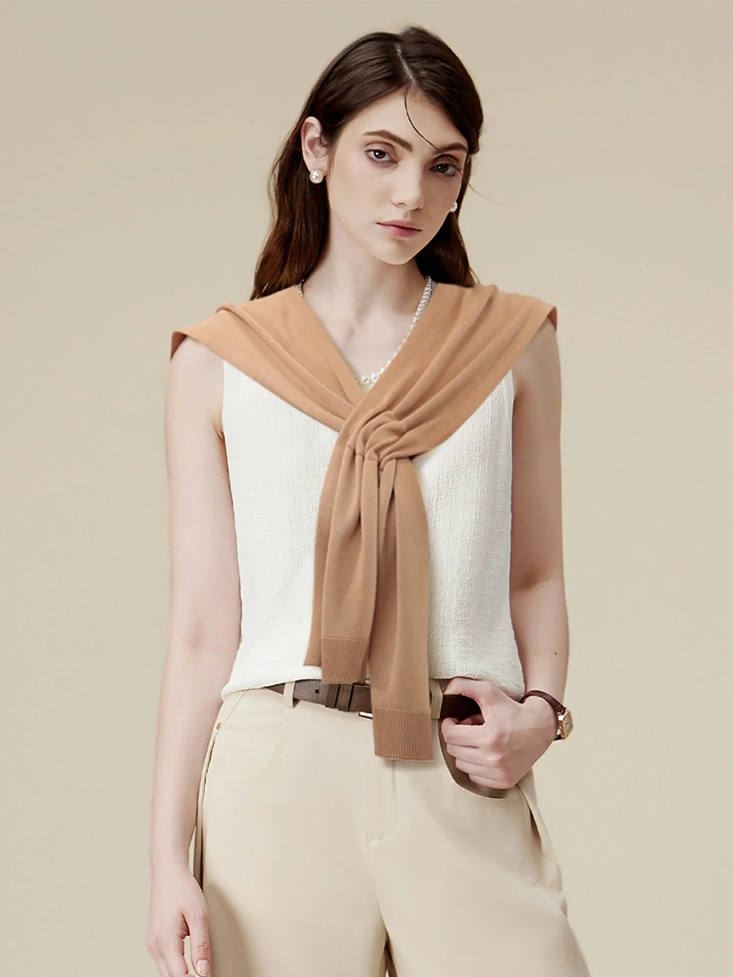 Women's 100% Lyocell Knitted Knotted Shawl Wraps Detachable False Collar