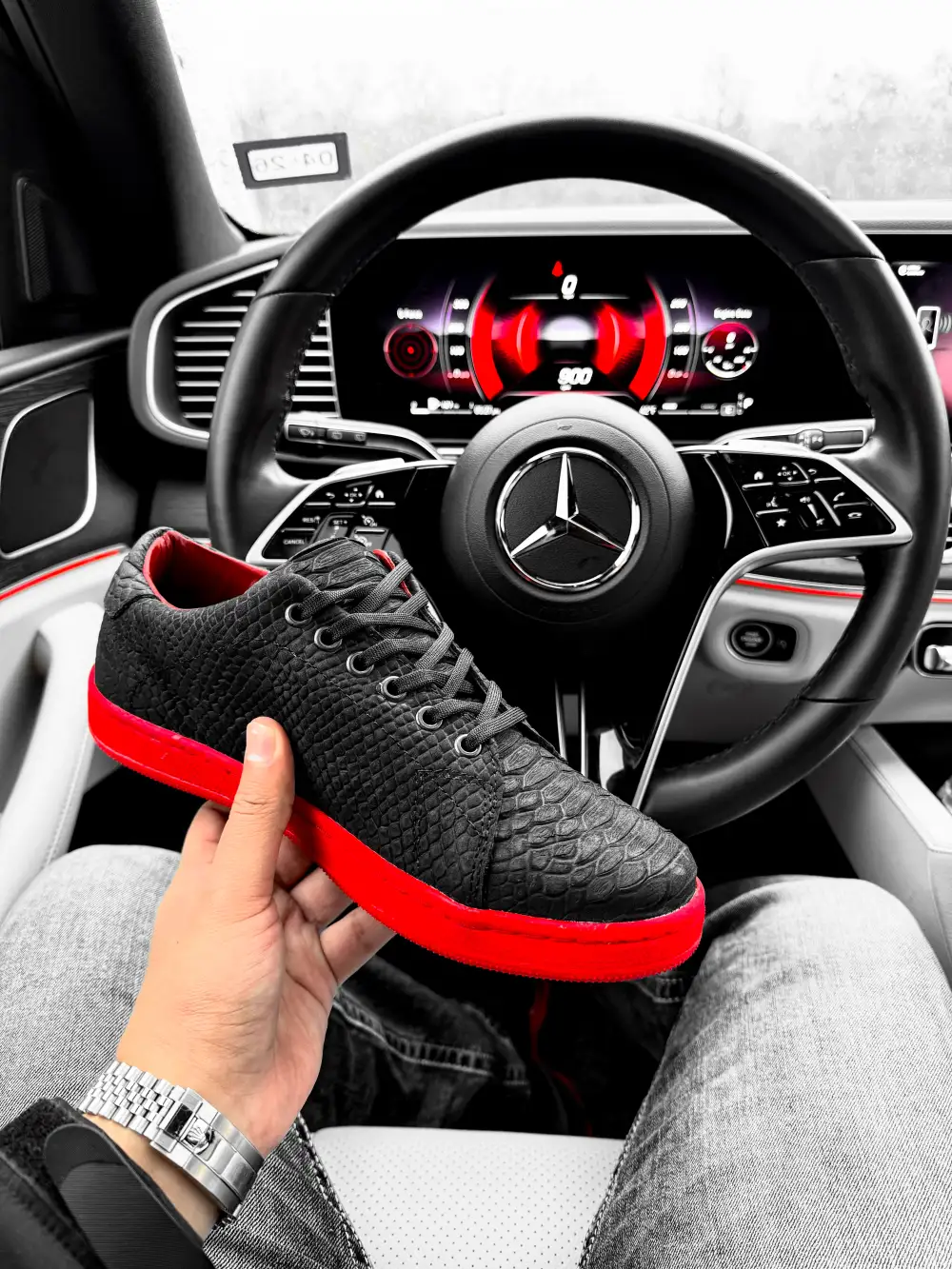 Matte Black Python Leather Shoes