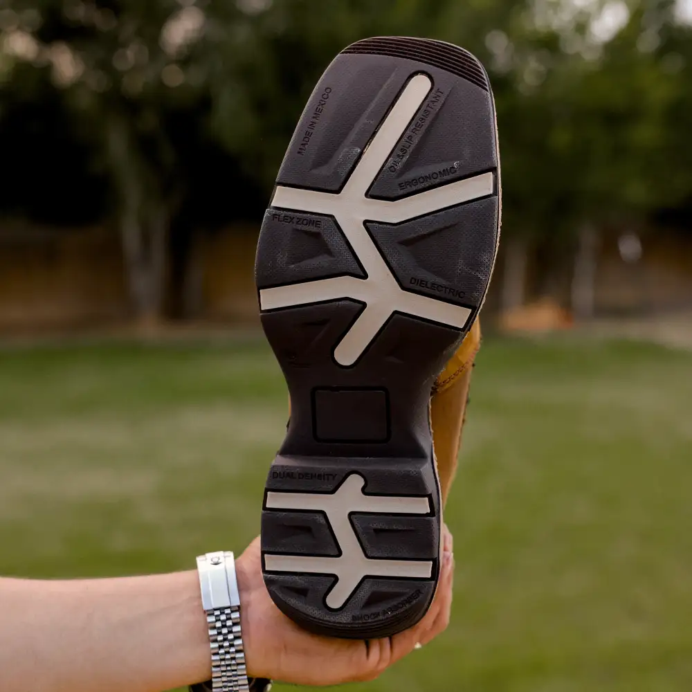 Dusty Honey Basketweave Leather Botin With 3D Lightweight Soles - Square Toe