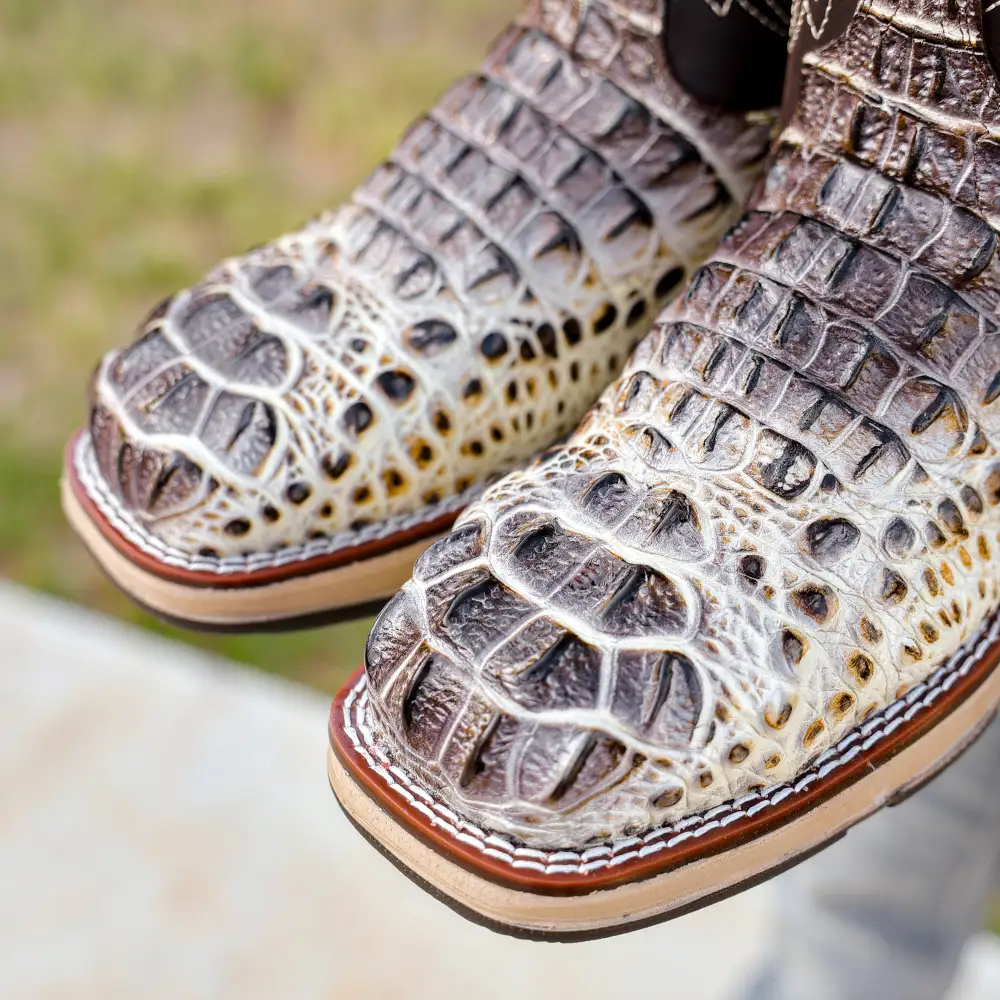 Bone Caiman Neck Leather Boots With 3D Lightweight Sole - Composite Toe