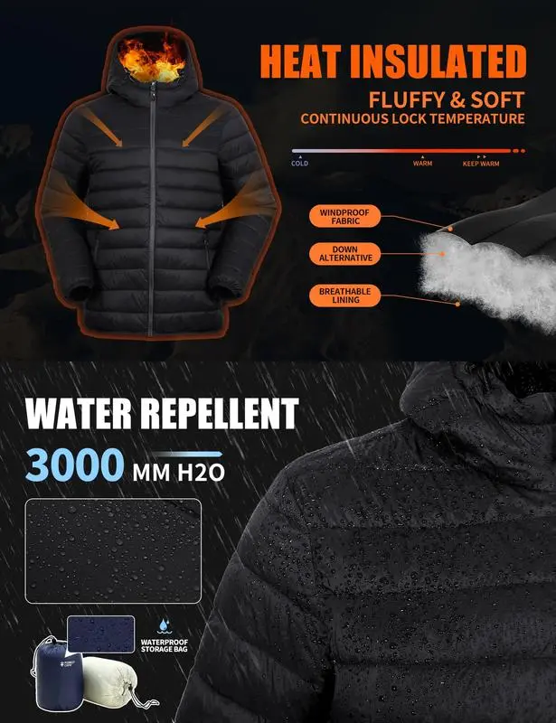 Men's Lightweight Packable Insulated Puffer Jacket