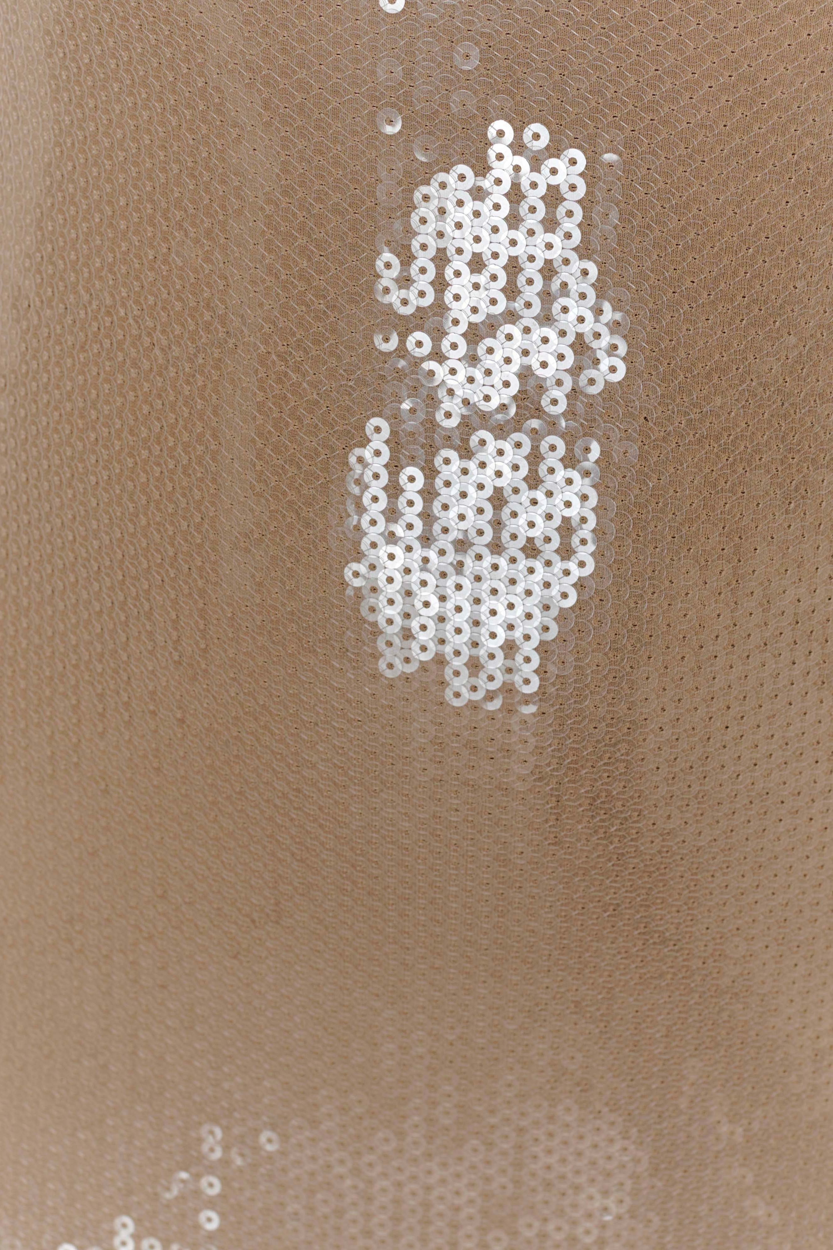 Taupe Strapless Sequin Maxi Dress