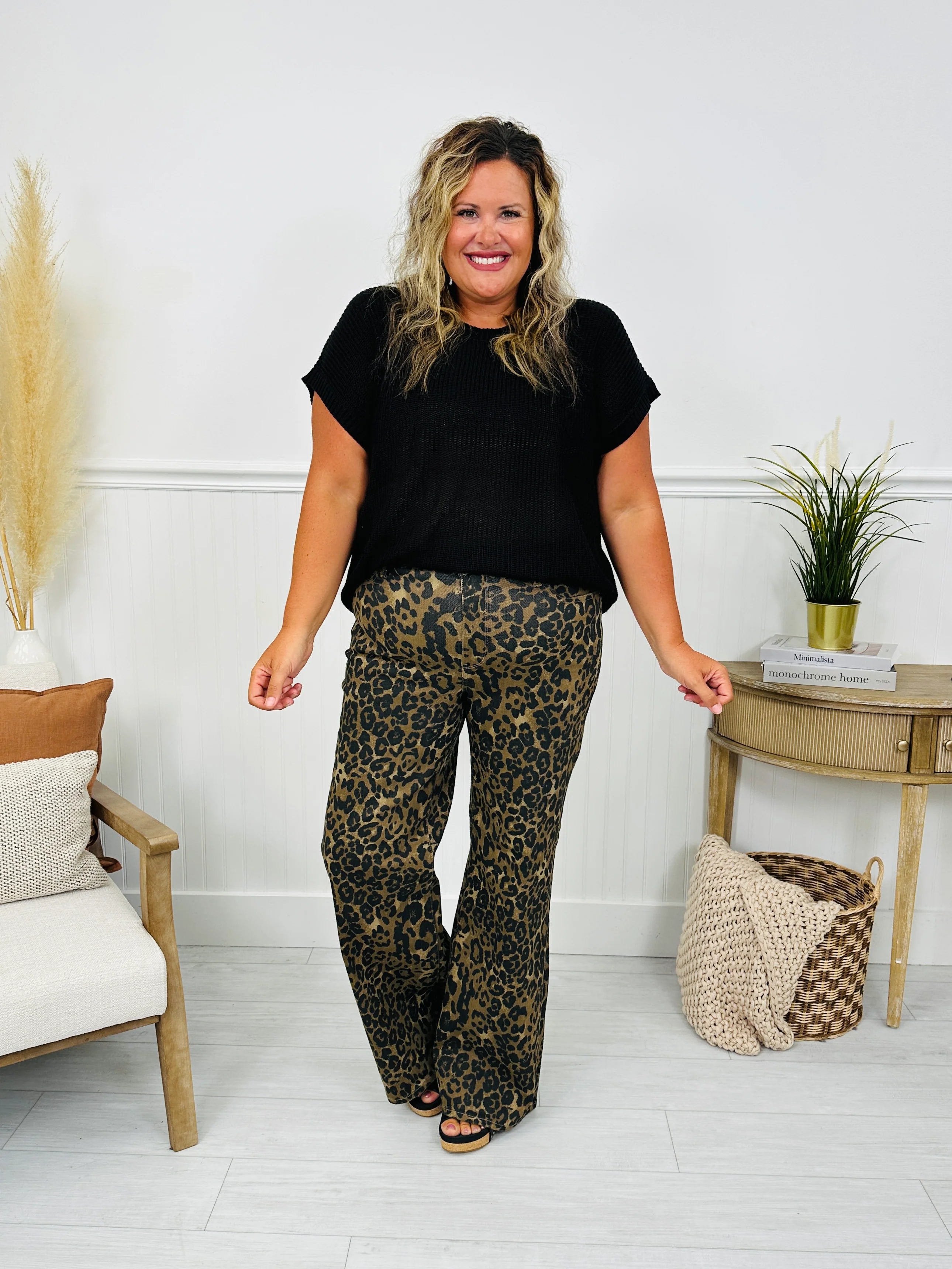 Judy Blue Walk On The Wild Side Retro Wide Leg Leopard Jeans