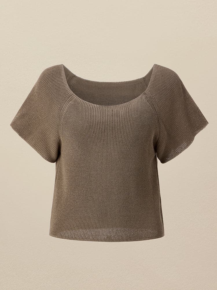 Linen & Lyocell Square Neck Casual Basic Top