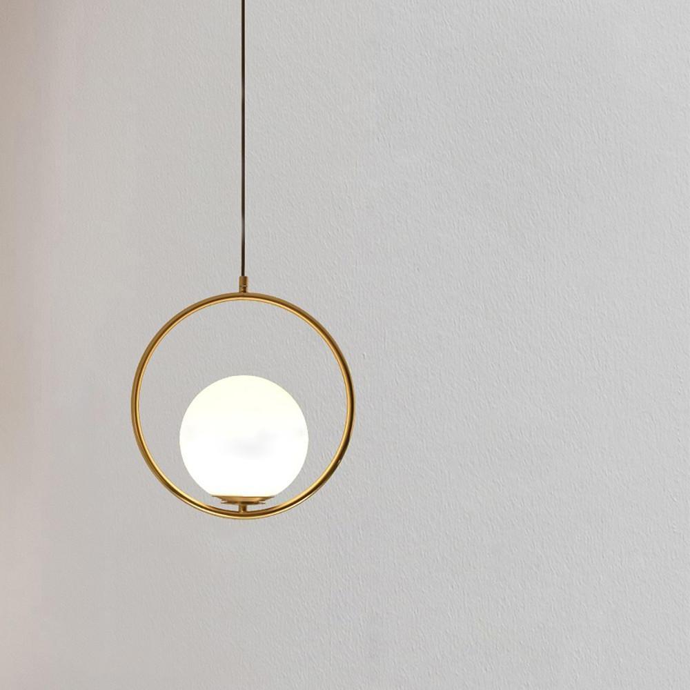 Ring Circle Globe Metal Glass Pendant Light Modern Pendant Lighting