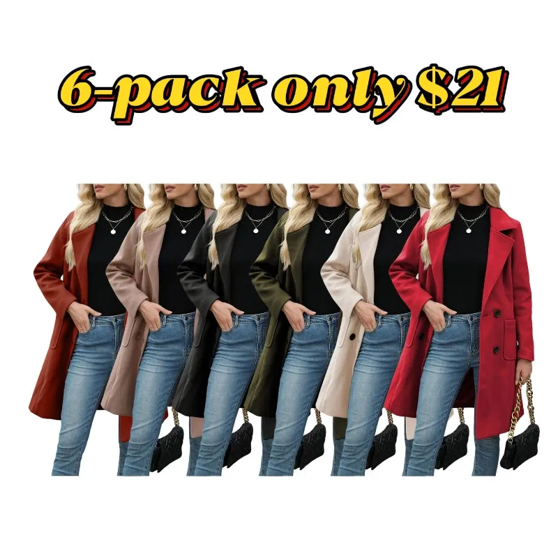 Tynelle Ladies' 8-Color Wool-Blend Mid-Length Lapel Coat