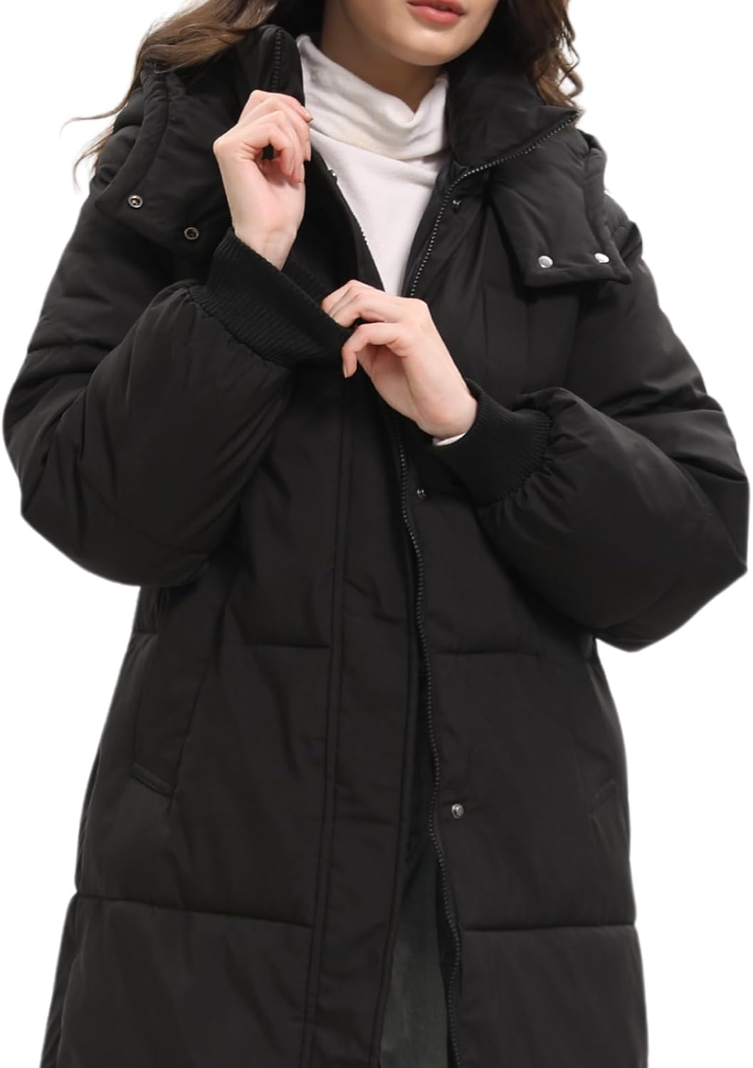 Long Puffer Jacket for Women,2024 Thickened Winter Coat Hooded with Deep Pockets, Ladies Warm Winter Jacket