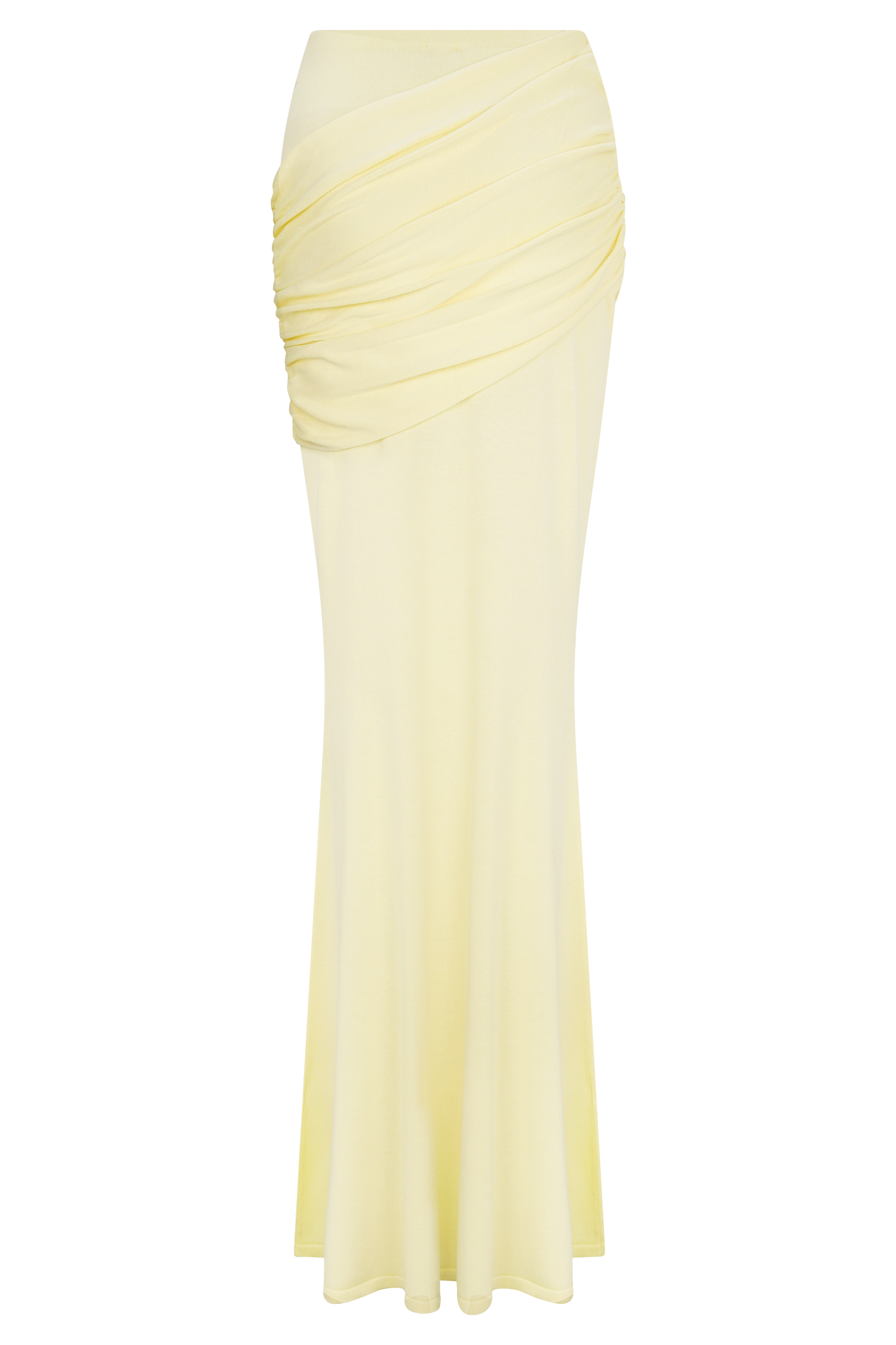 Lemon Gathered Knit Maxi Skirt