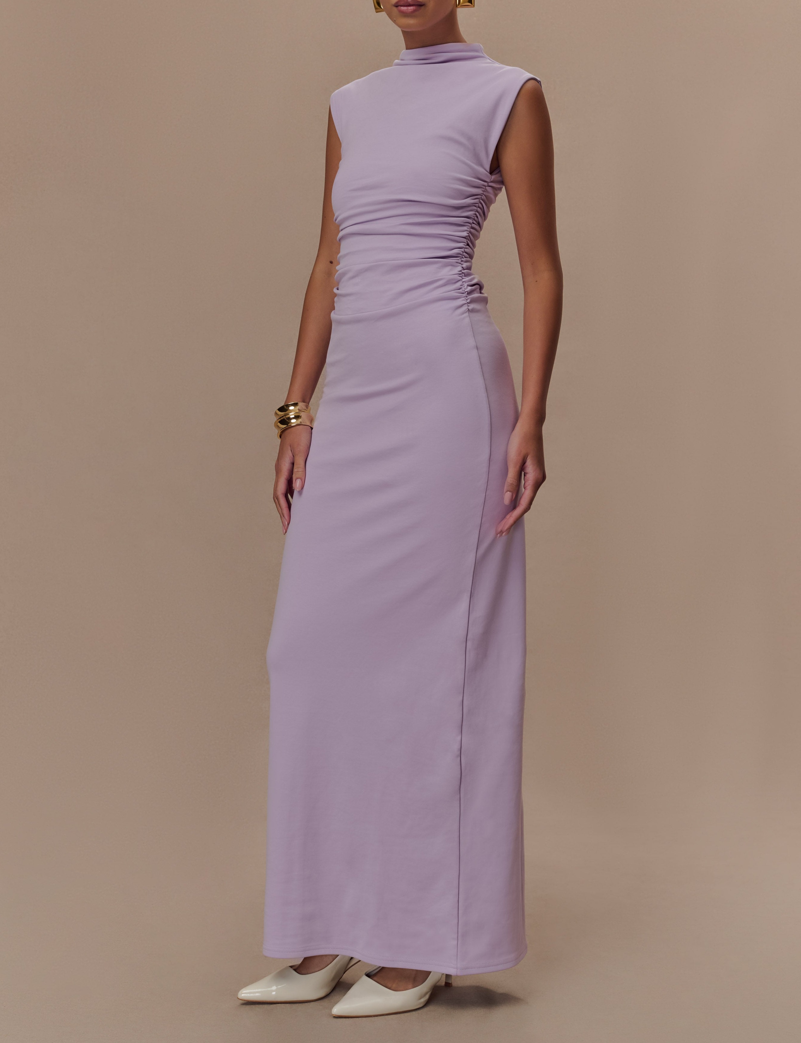 Lilac High Neck Sleeveless Maxi Dress