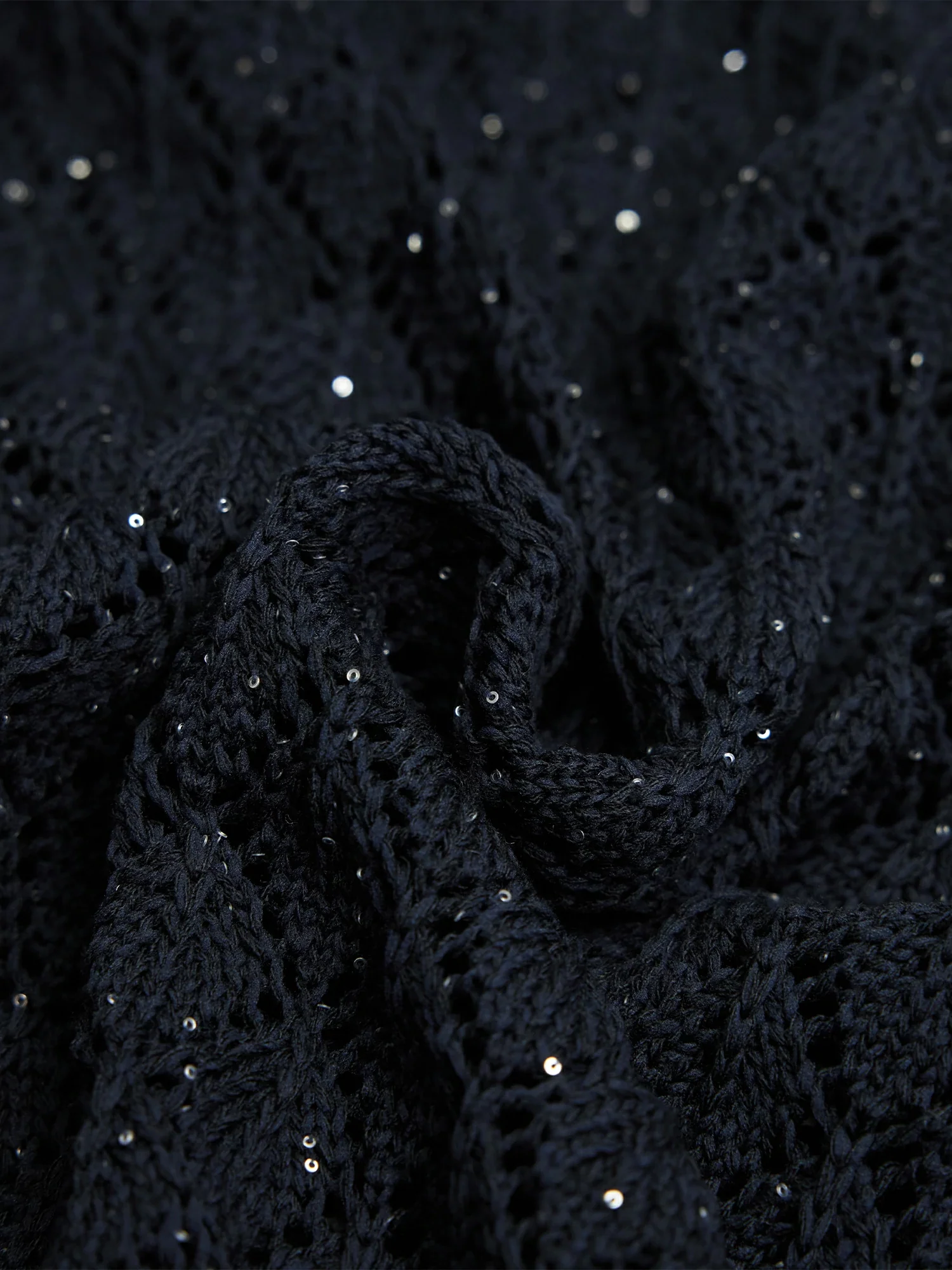 Lyocell & Linen Openwork Sequin Knitted Top