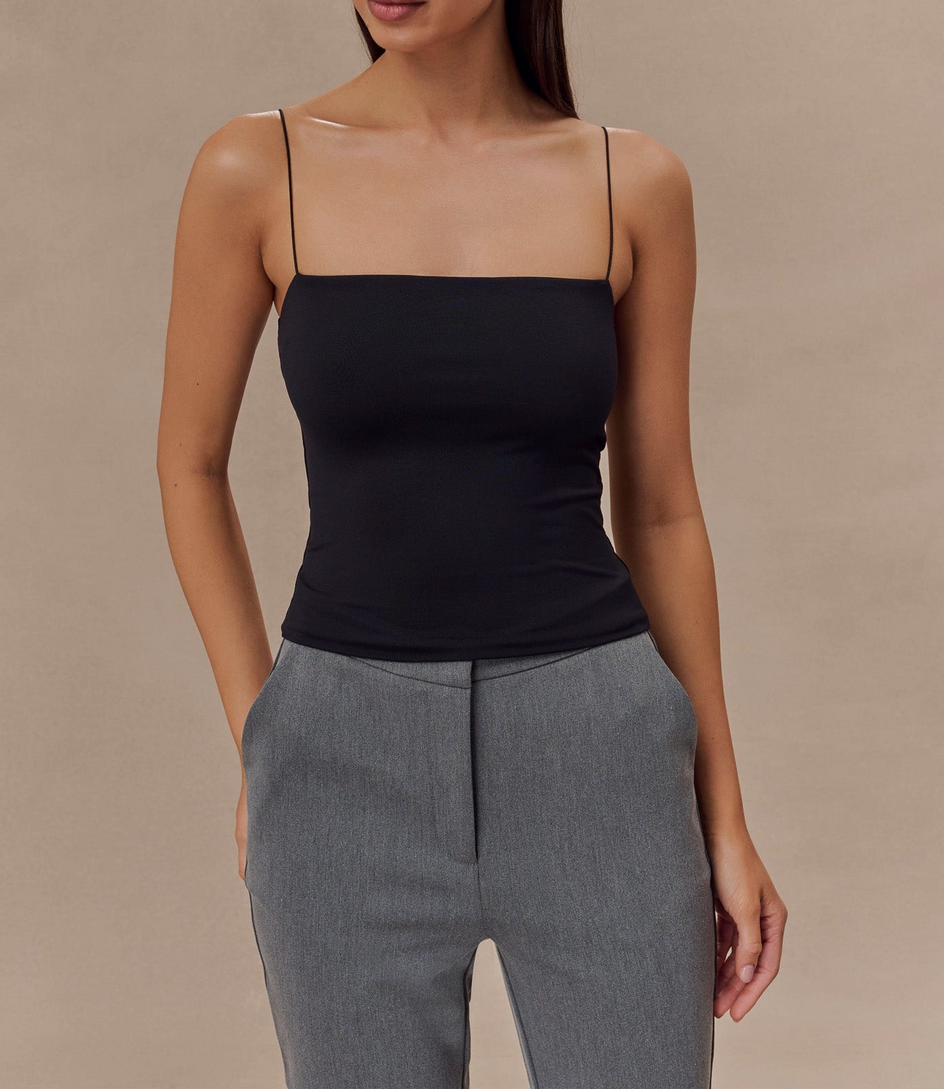 Black Longline Spaghetti Strap Top