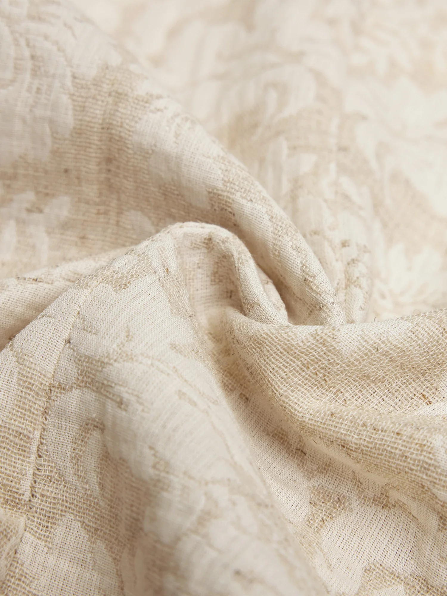 Cotton & Linen Square Collar Jacquard Vest