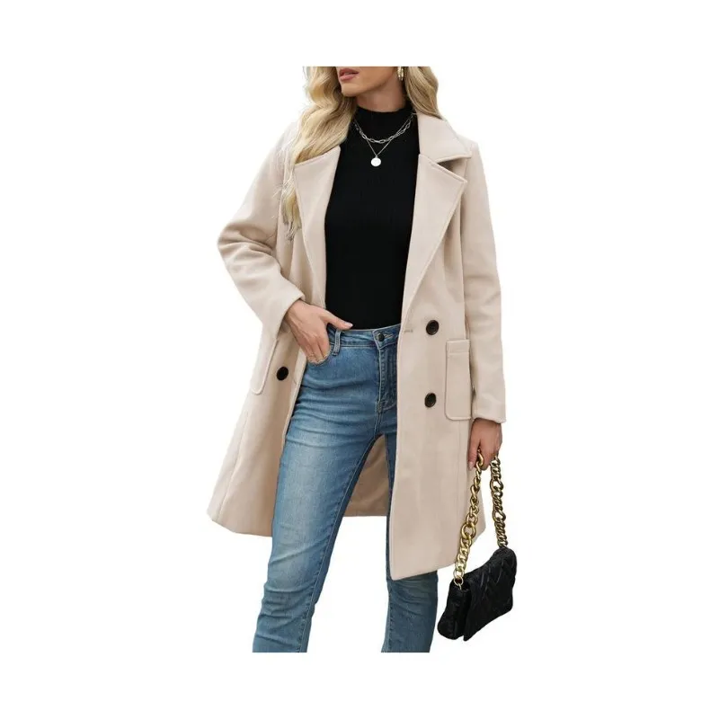 Tynelle Ladies' 8-Color Wool-Blend Mid-Length Lapel Coat