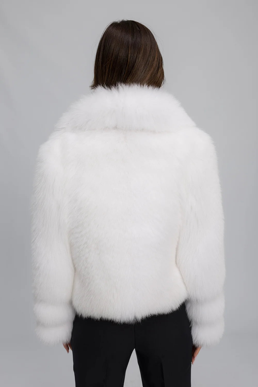 Haină din Blană Naturală de Vulpe Polară, cu Guler Rever, Femei, Arctic Diamond 469