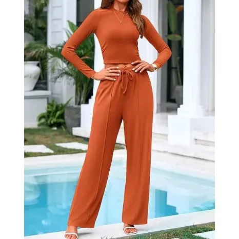 🔥Last Day 89% OFF🔥Women's Fall 2-Piece Set – Top & Wide-Leg Pants