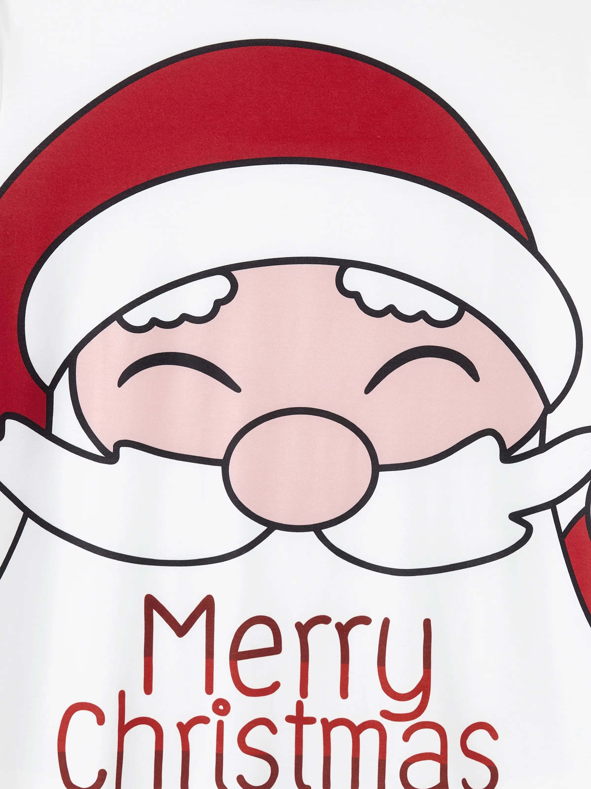 Christmas Santa and Snowman Print Family Matching Short-sleeve Tops and Shorts Pajamas Sets White