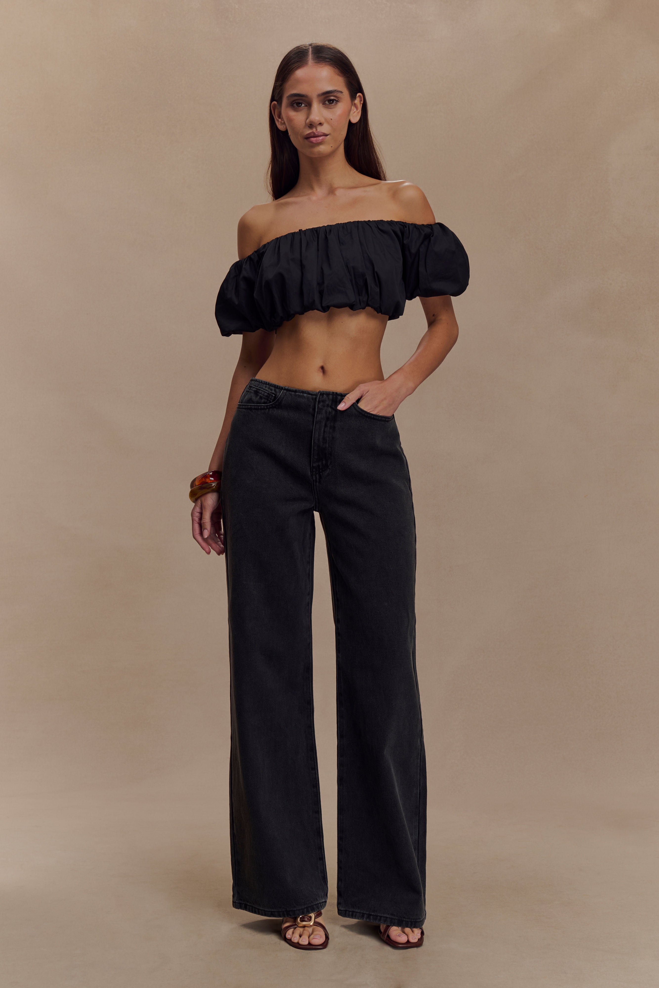 Black Mid Rise Denim Jeans