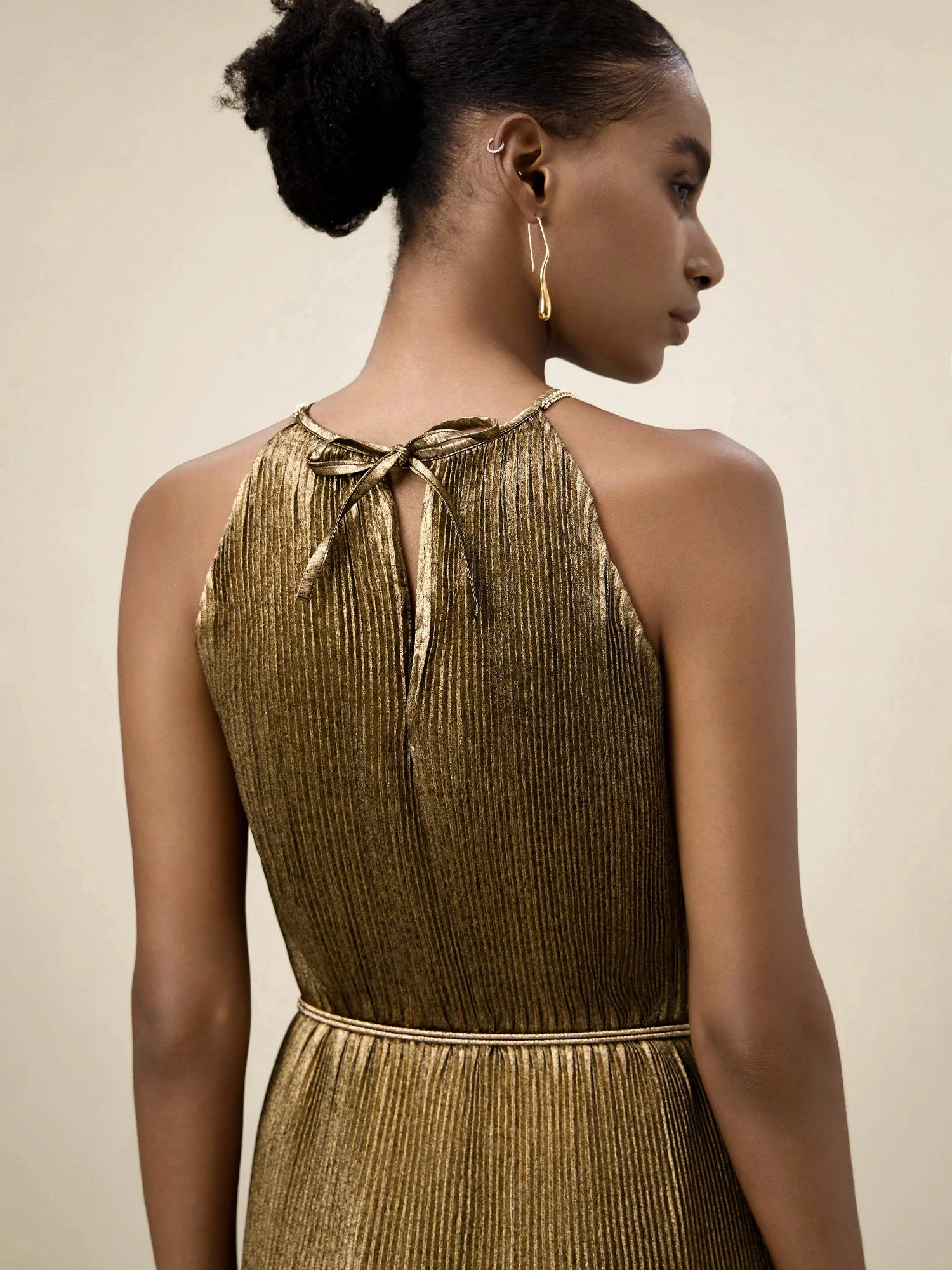 Satin Pleated Slip Dress