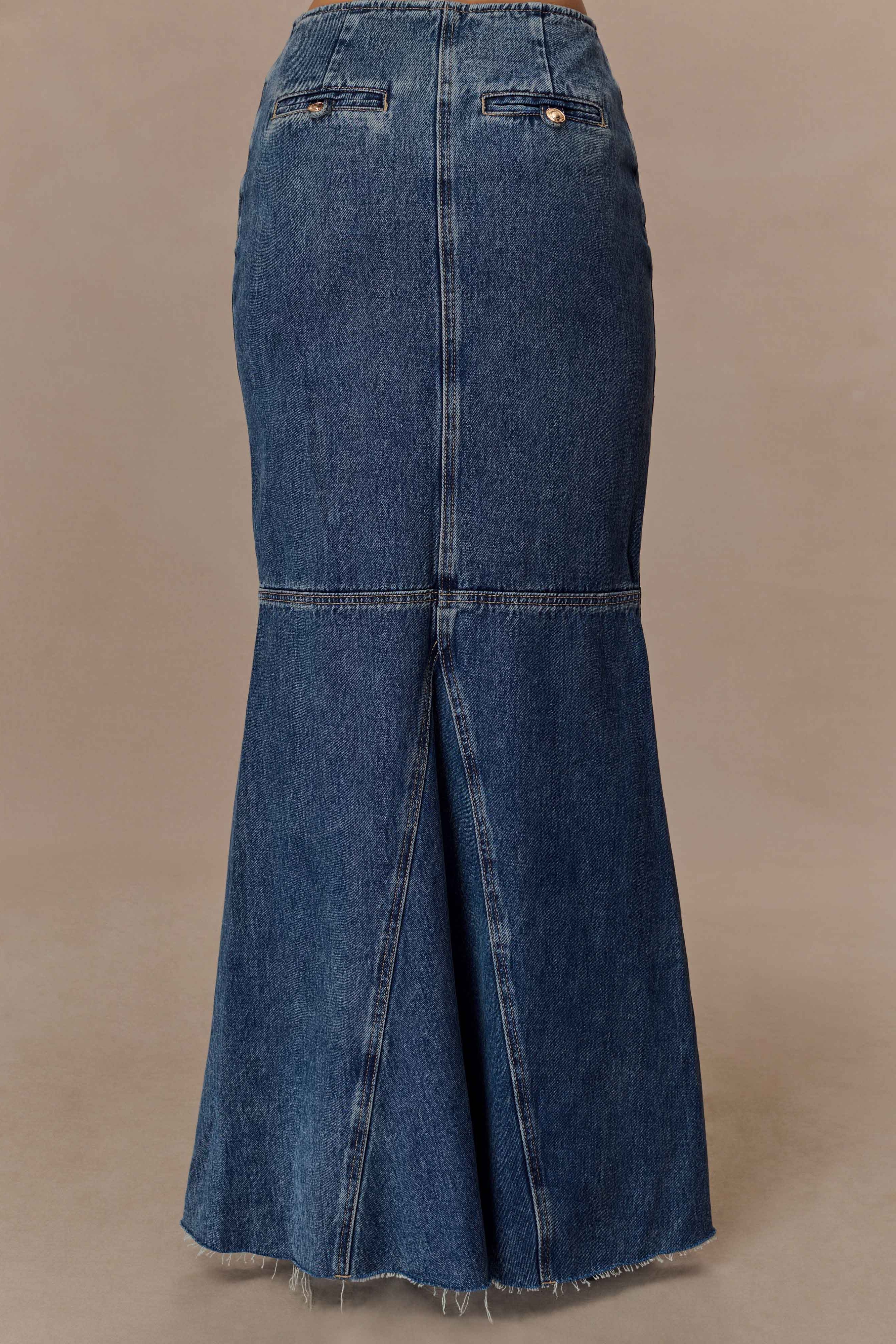Blue Denim Maxi Skirt