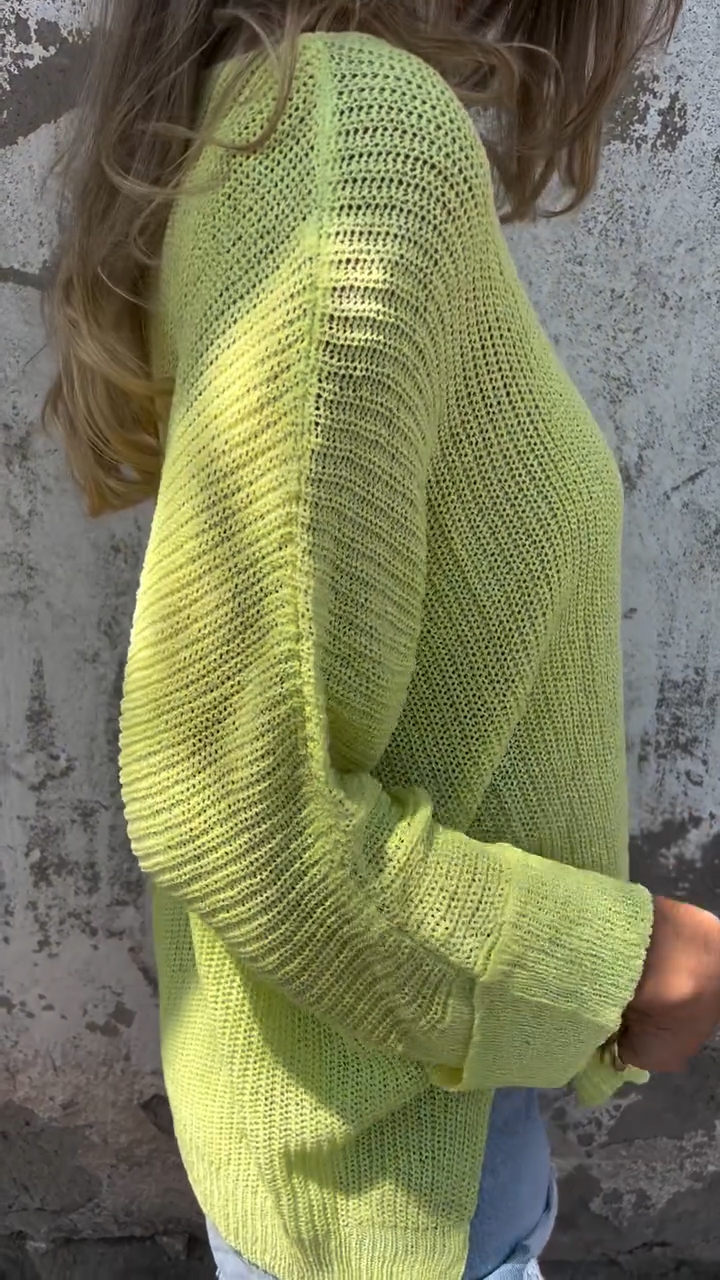 Solid Color Knit Pocket Crewneck Sweater