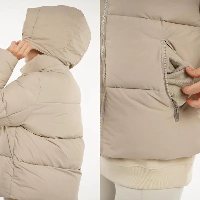 Women's Quilted Puffer Jacket with Removable Hood