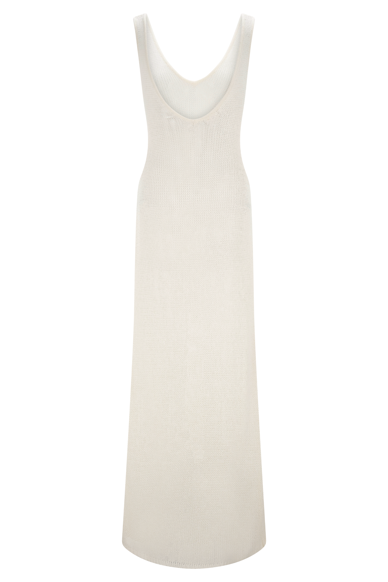 White Tape Yarn Knit Maxi Dress