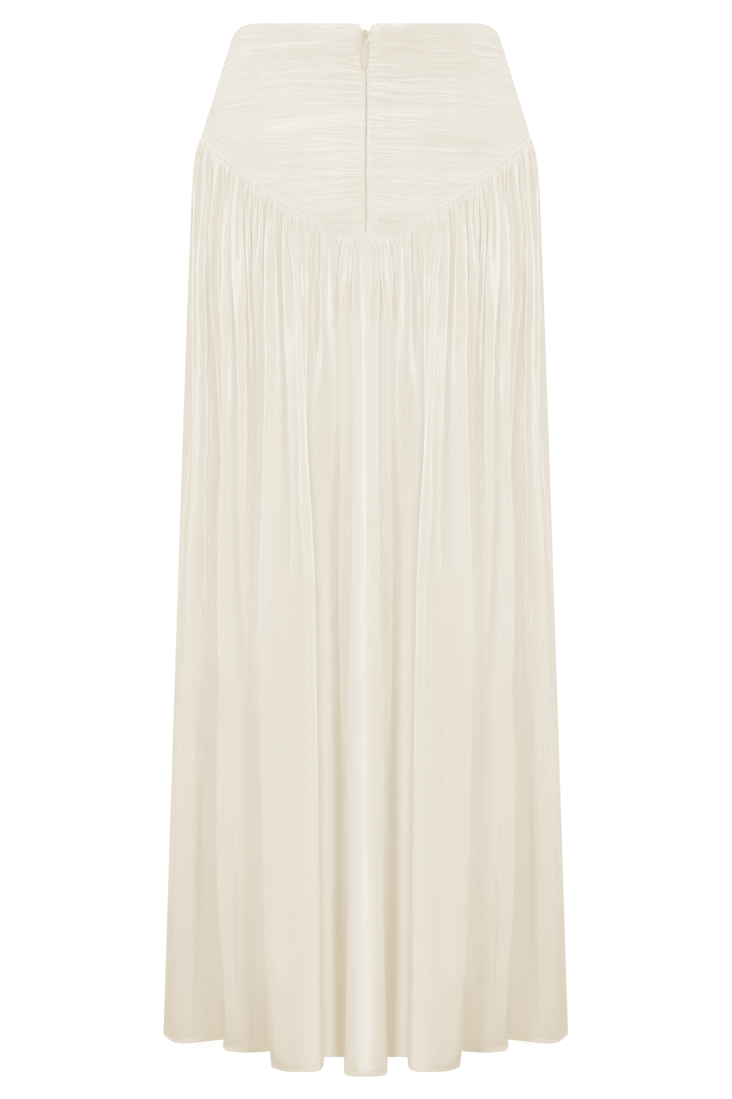 White Gathered Midi Skirt