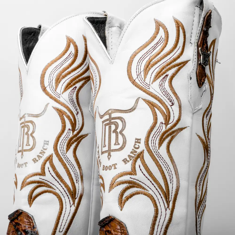 Honey Cognac Jumbo Pirarucu Leather Boots - Square Toe