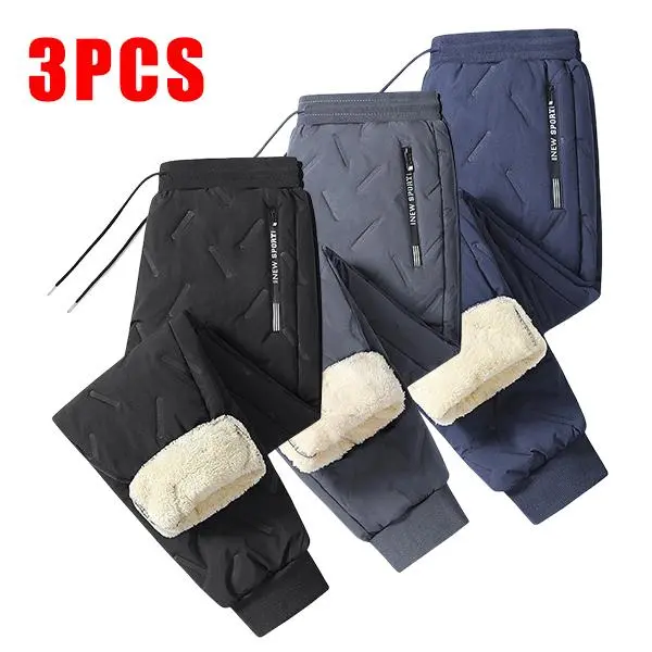 Men's 3-Pack Fleece-Lined Snow Pants - Fleece Lining, Drawstring Waistband, Ideal for Winter Sports & Casual Wear