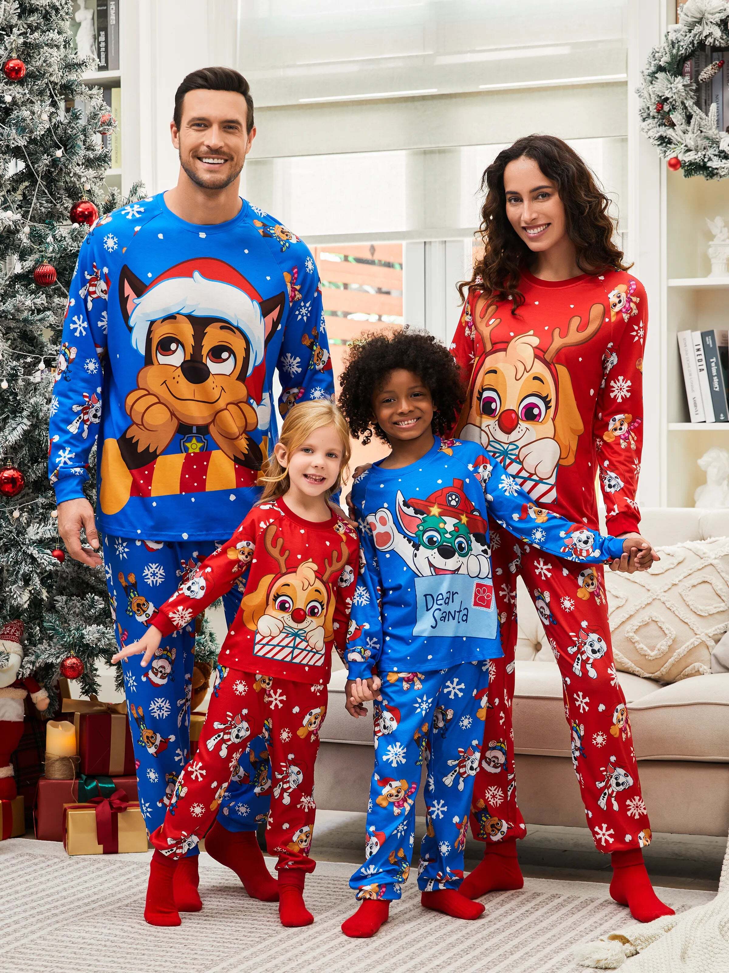 Christmas Family Matching Chase and Marshall Pajamas Sets with Christmas Socks