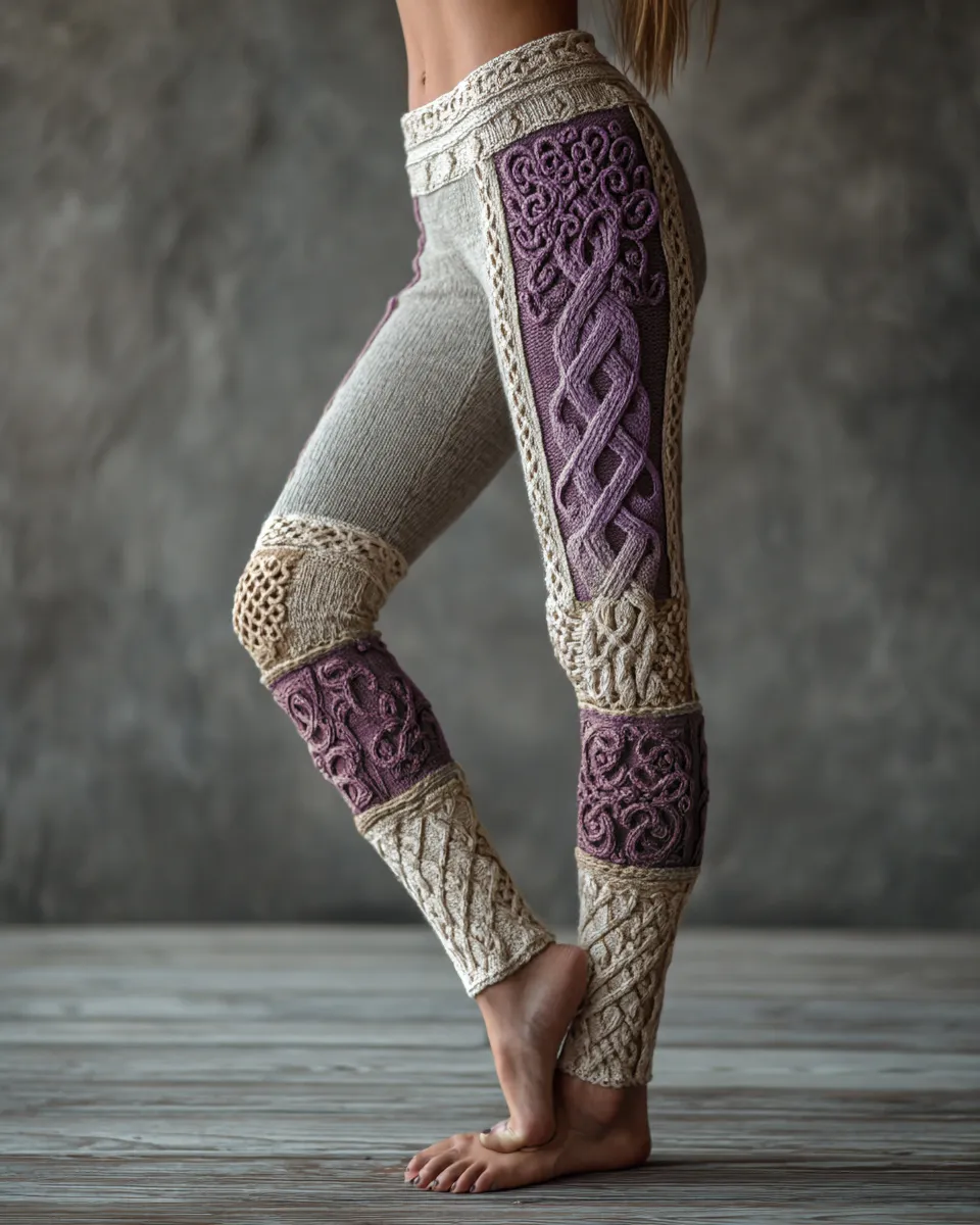 Vintage Tree Of Life  Celtic Knit Art Cozy Leggings