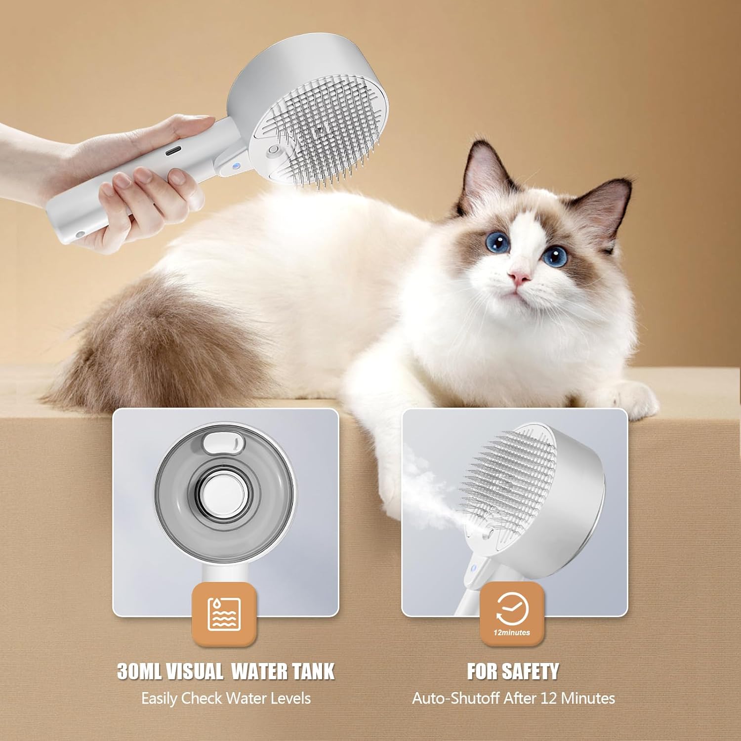 4 in 1 Grooming Spritz Defur UV Steam Brush For Cats