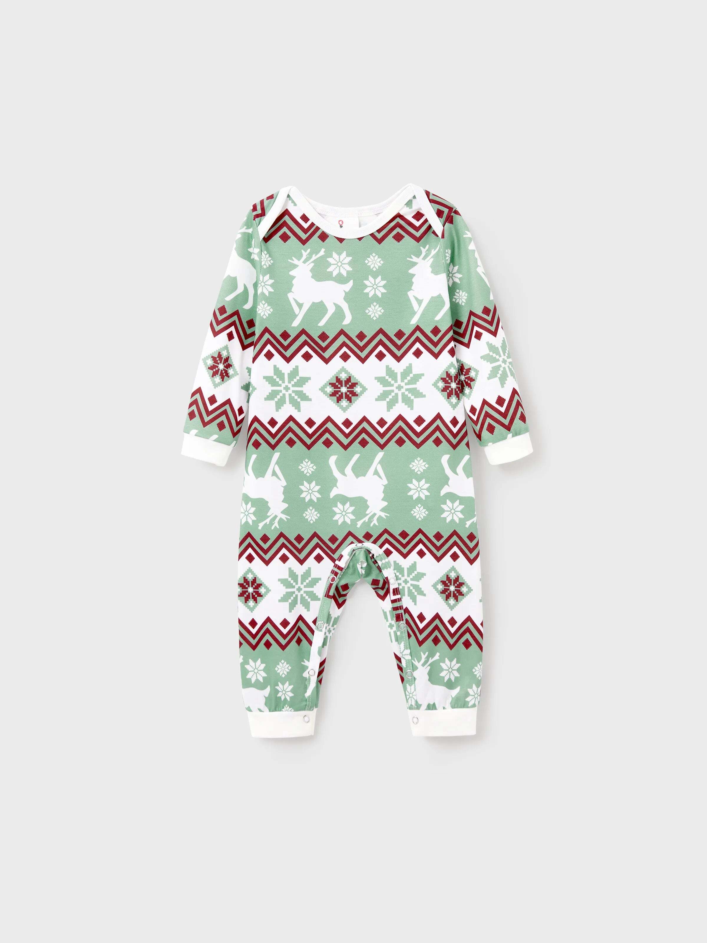 Christmas Matching Family Pajamas Set Christmas Spirit and Snowflake Print PJS with Christmas Socks Pale Green