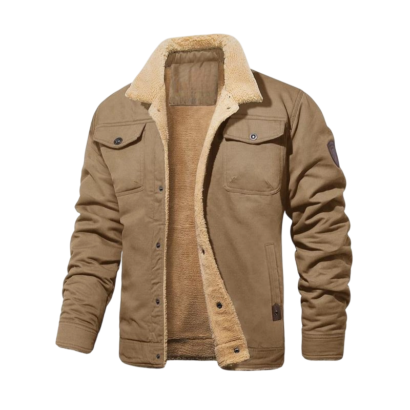 Men's Sherpa Lined Winter Trucker Jacket Warm Multi Pocket Casual Jacket