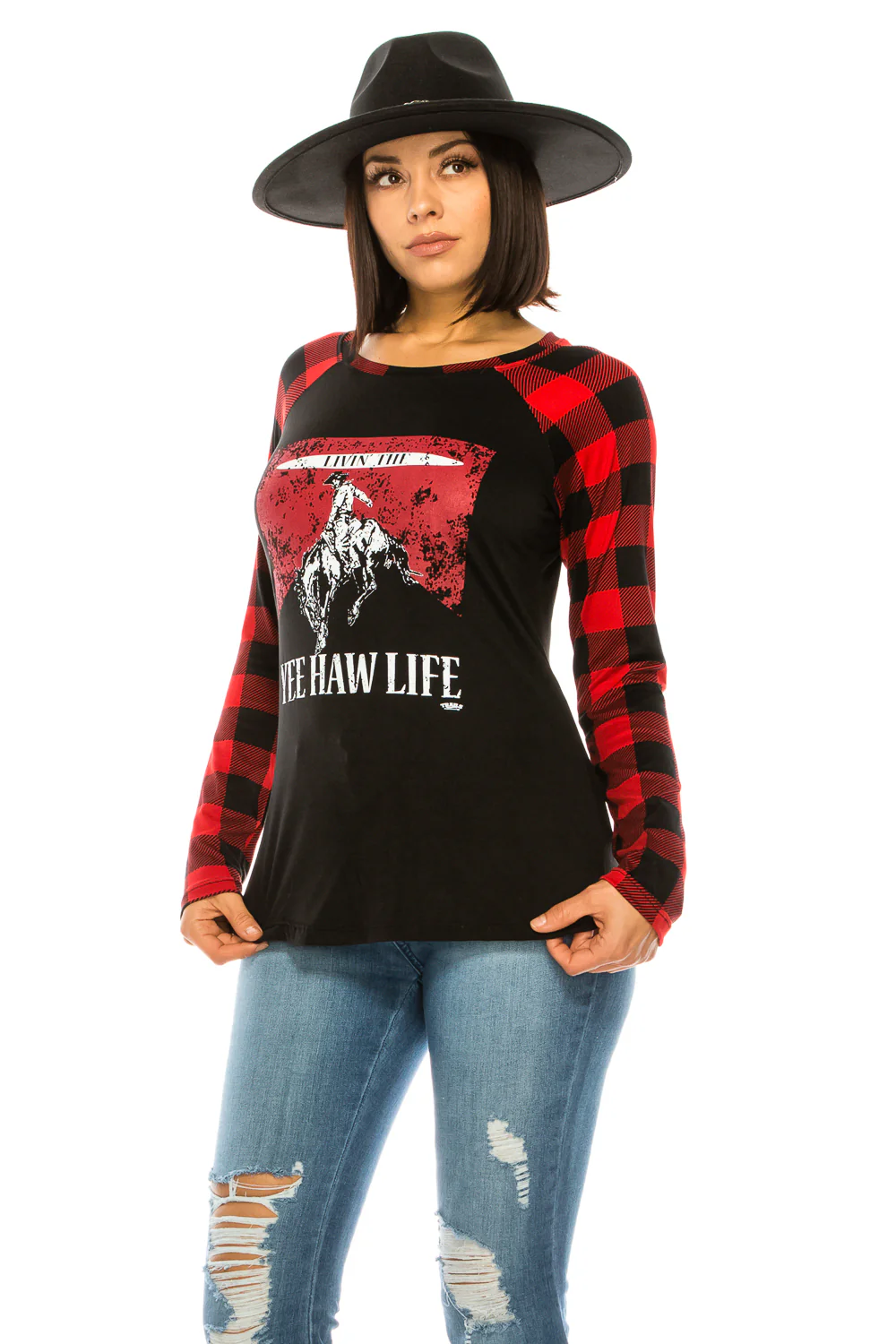 LIVIN THE YEE HAW LIFE RAGLAN TOP