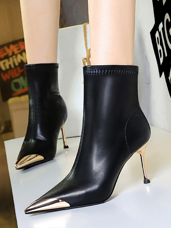 Pointed-Toe Split-Joint Pumps Boots