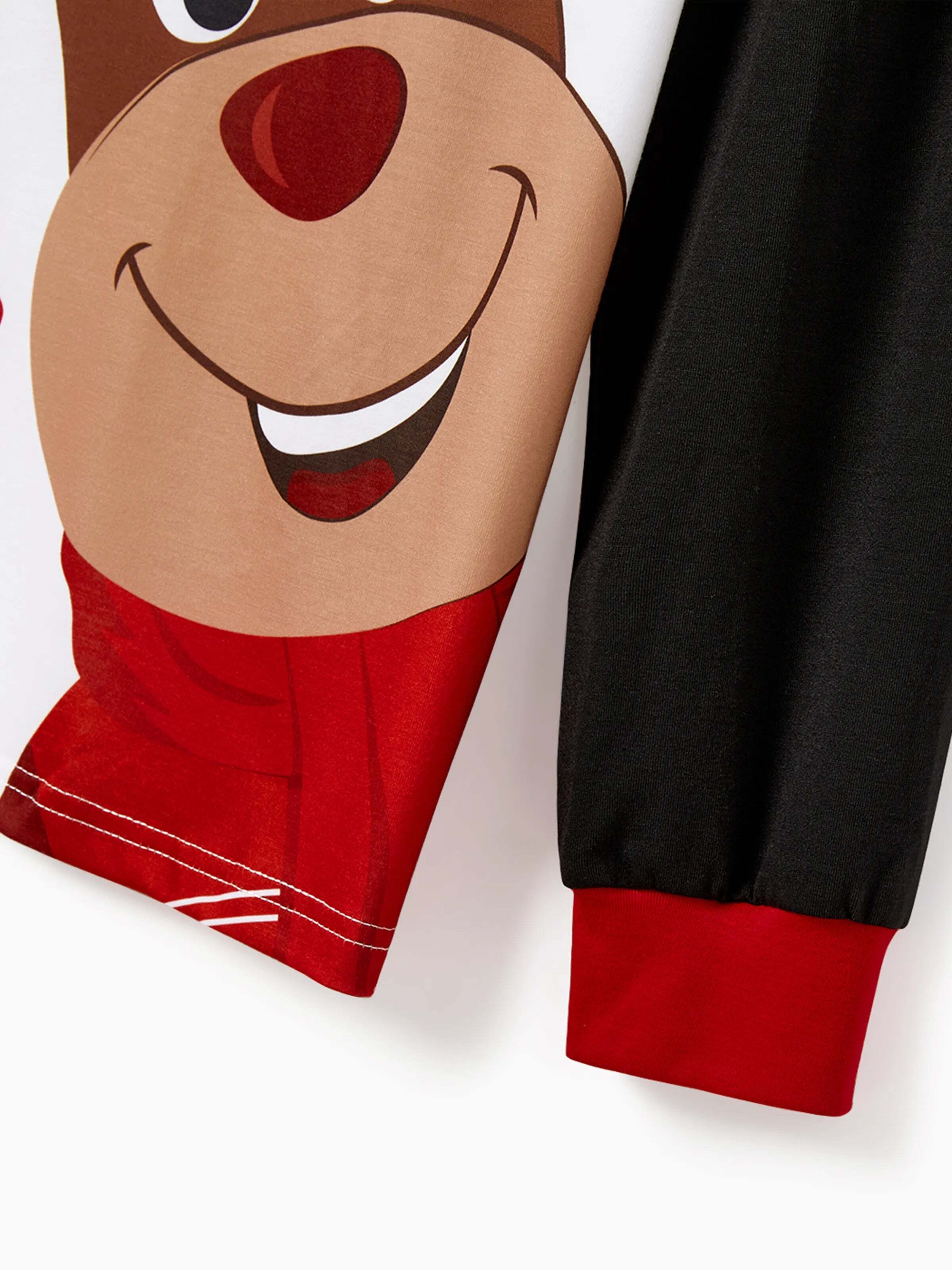 Christmas Reindeer Print Family Matching Pajamas Sets with Christmas Socks Black