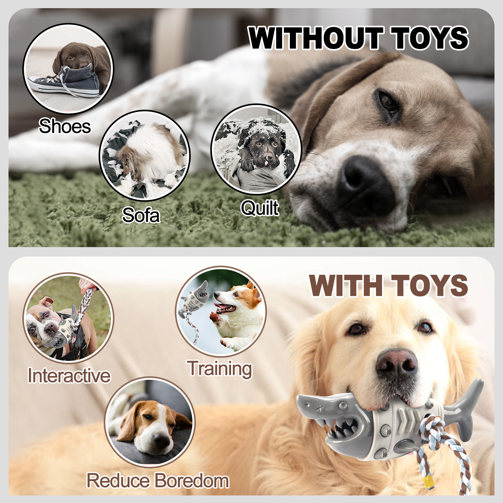 Shark Dog Toys For Aggressive Chewers