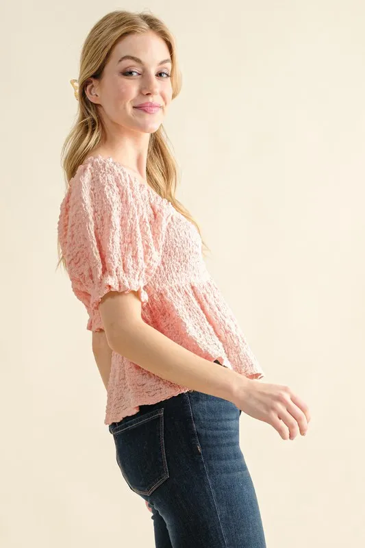 Lovely Textured and Smocked Top