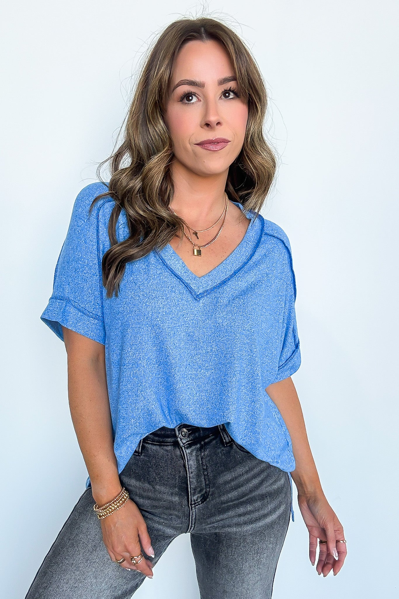 Sunday Morning V-Neck Hacci Knit Tee