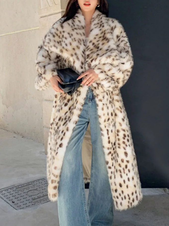 Women's Warm Luxury Leopard Faux Fur Coat