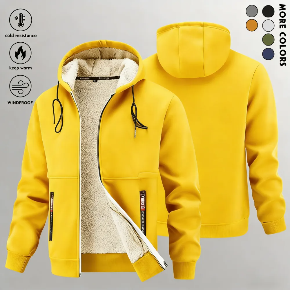 Men's Winter Thick Sherpa Zip-Up Hooded Jacket