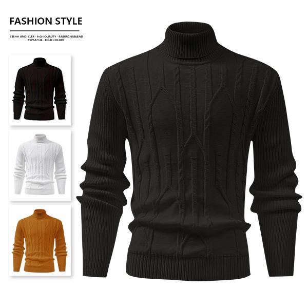 Men's Turtleneck Warm Sweater, Vintage Cable Knit Style