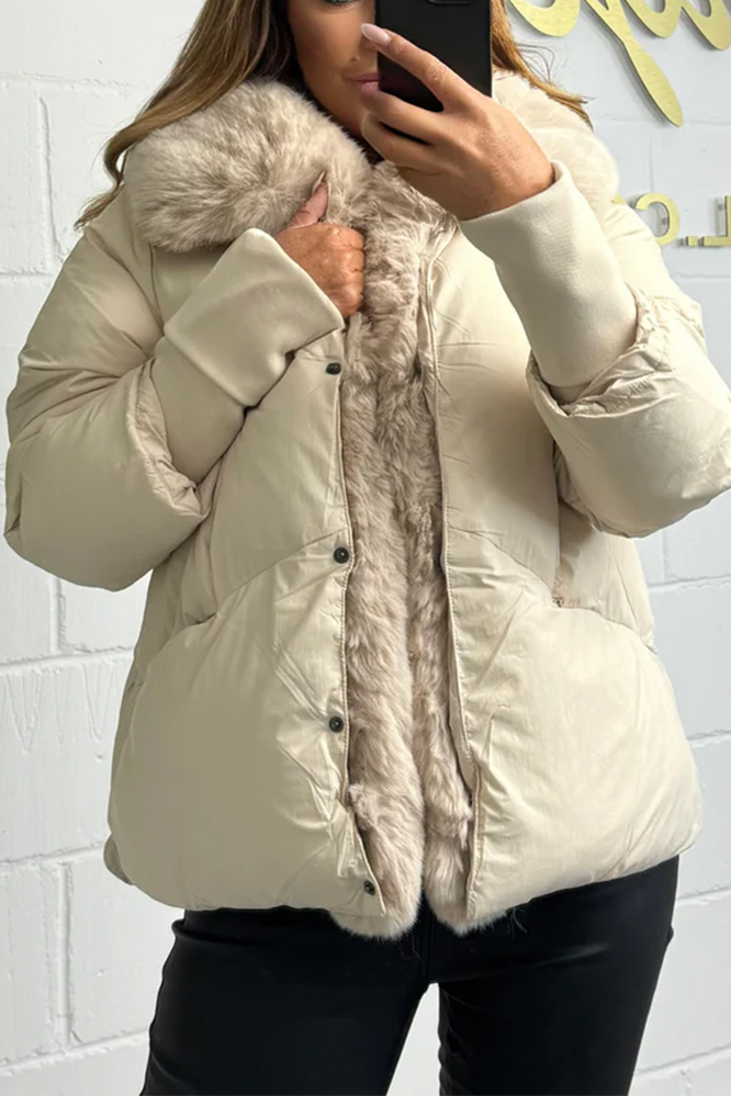 Faux Fur Collar Puffer Coat