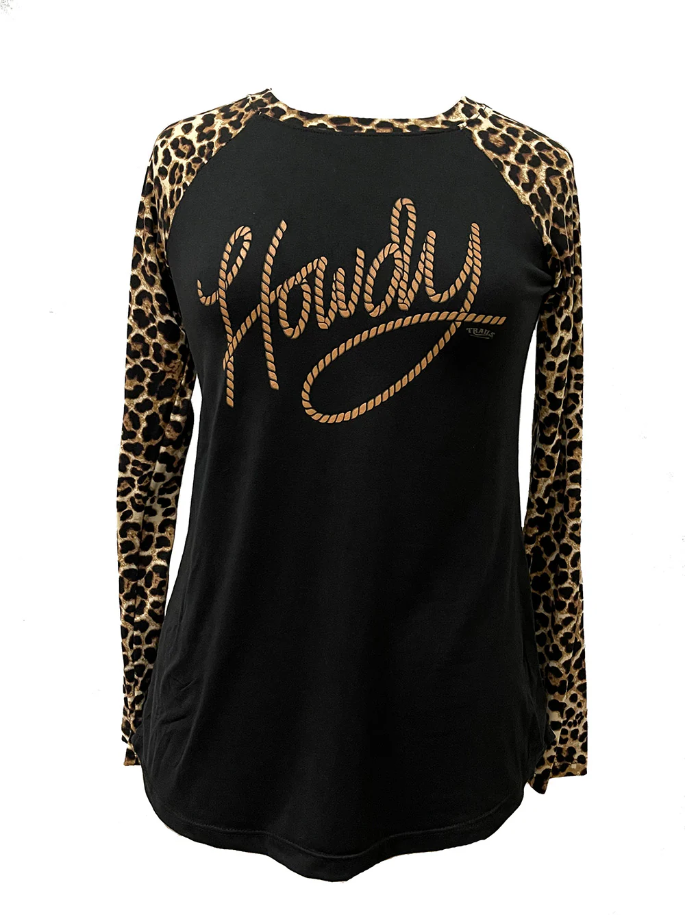 HOWDY LEOPARD SLEEVE RAGLAN SHIRT