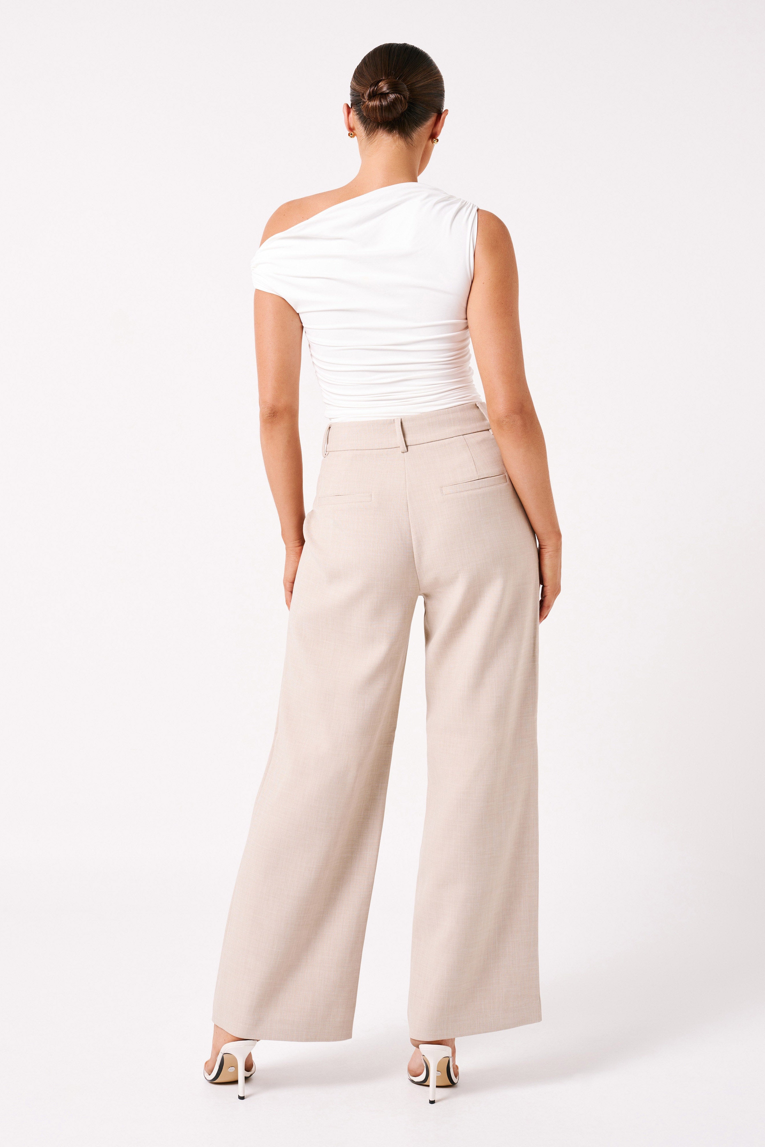 White Recycled Nylon Ruched Top