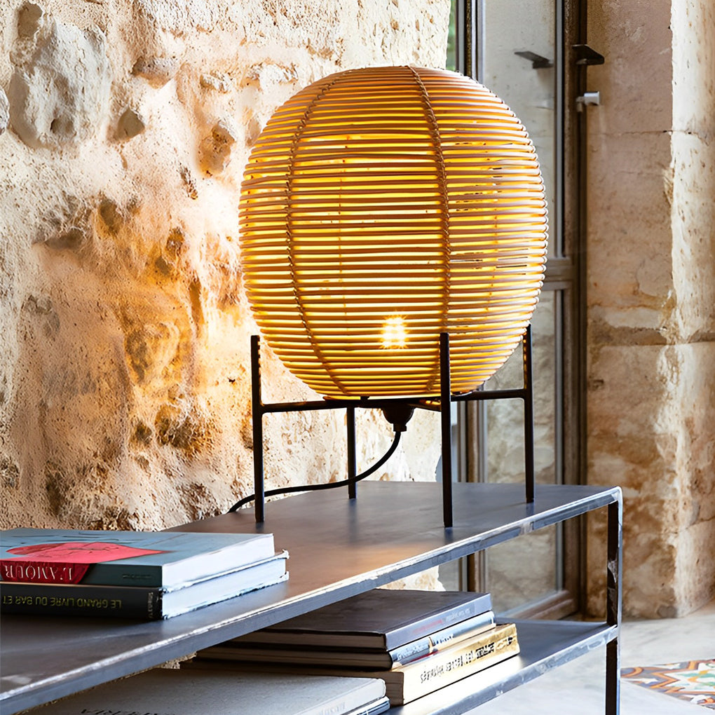 Rattan Lantern Shaped Nordic LED Table Lamps Floor Lamp Desk Light
